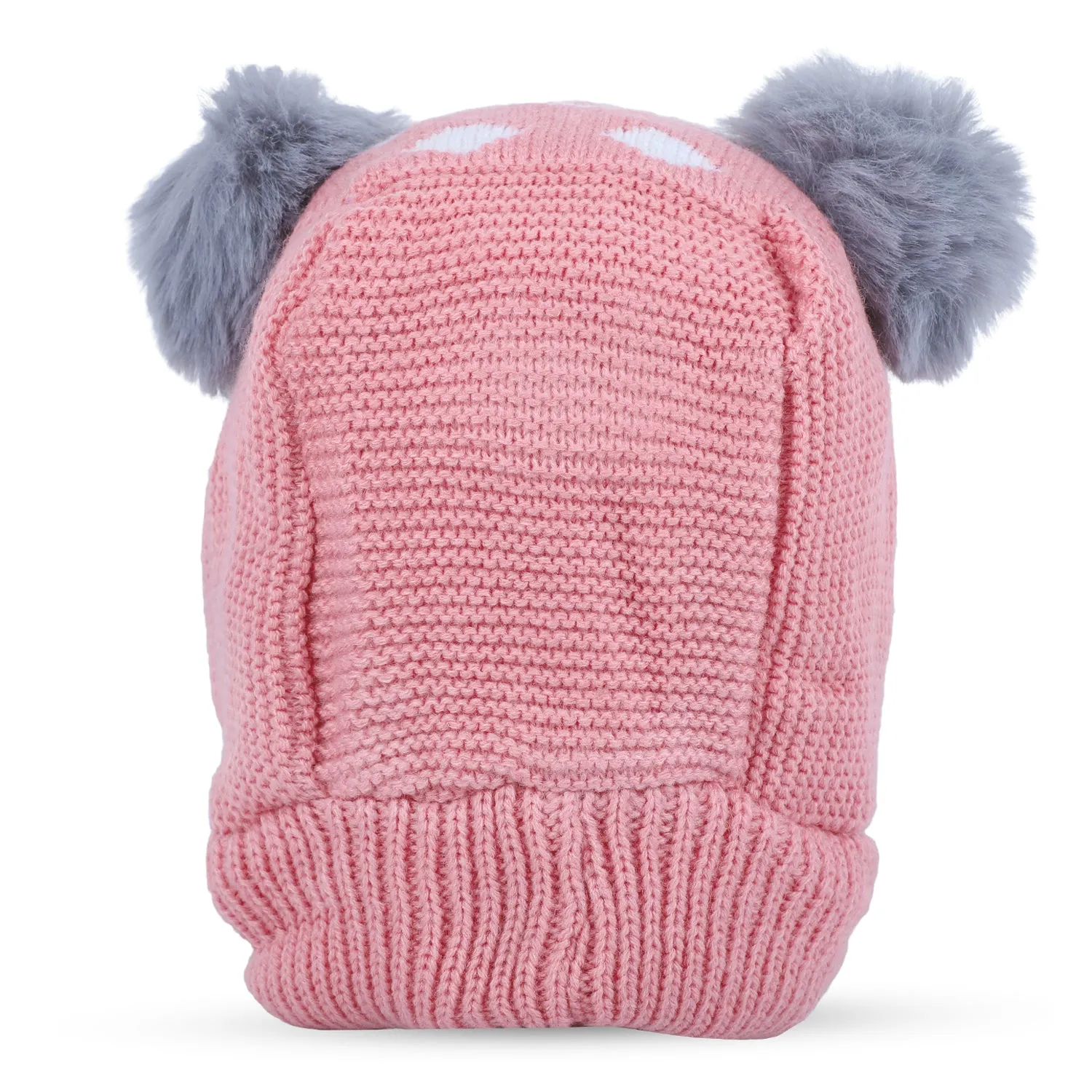 Baby Moo Adorable Pom Pom Knitted Beanie Woollen Cap - Peach