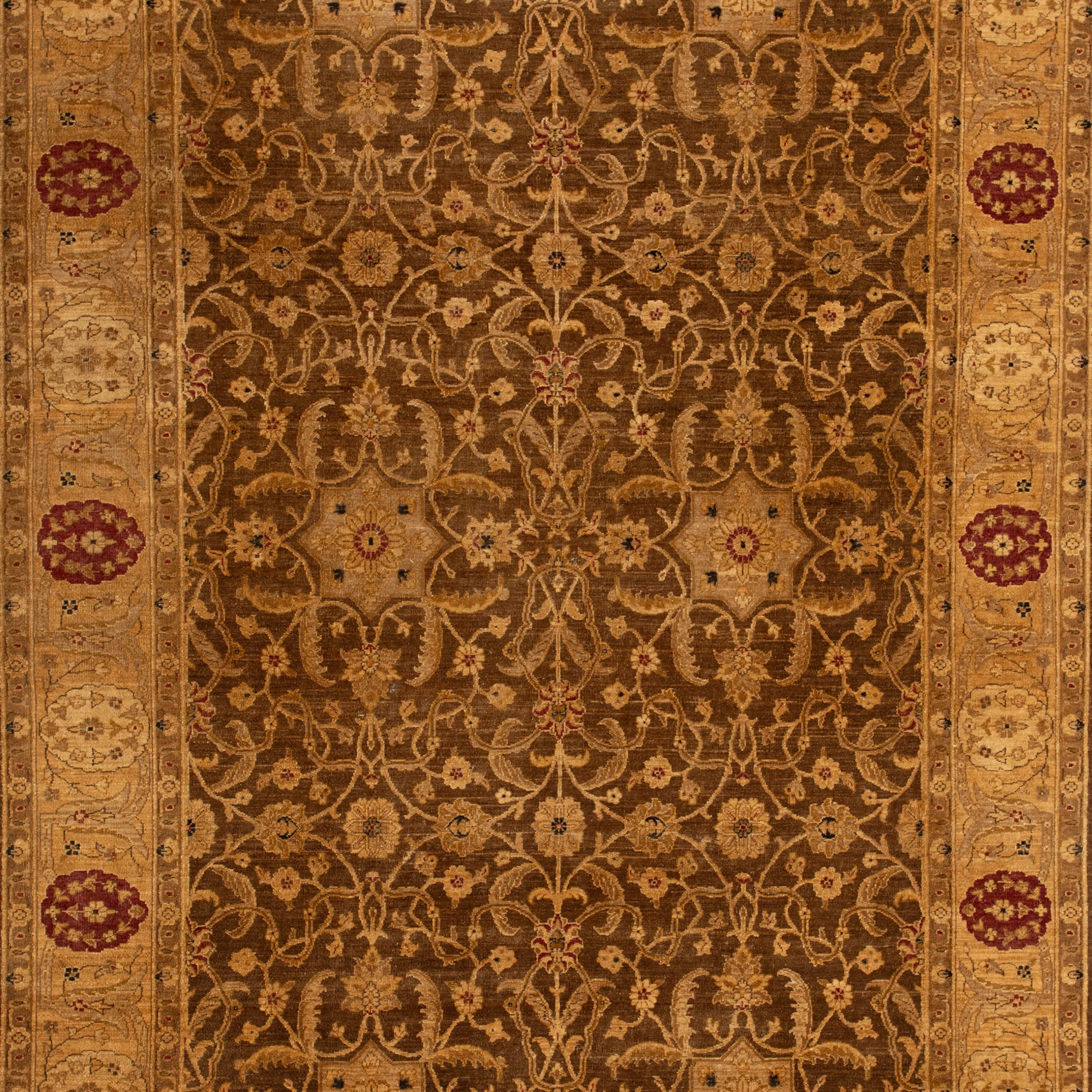 Brown Traditional Wool Rug - 8'11" x 11'9"