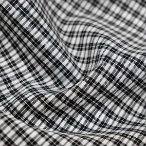 Deadstock Plaid Lightweight Wool Poly Suiting - Black/White