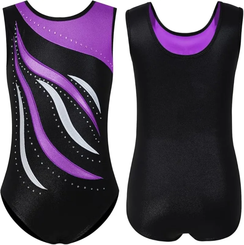 ESHOO Girls Gymnastics Leotards Sparkle Ballet Dance Gymnastics Athletic Leotards Shinning Diamond Embroidered
