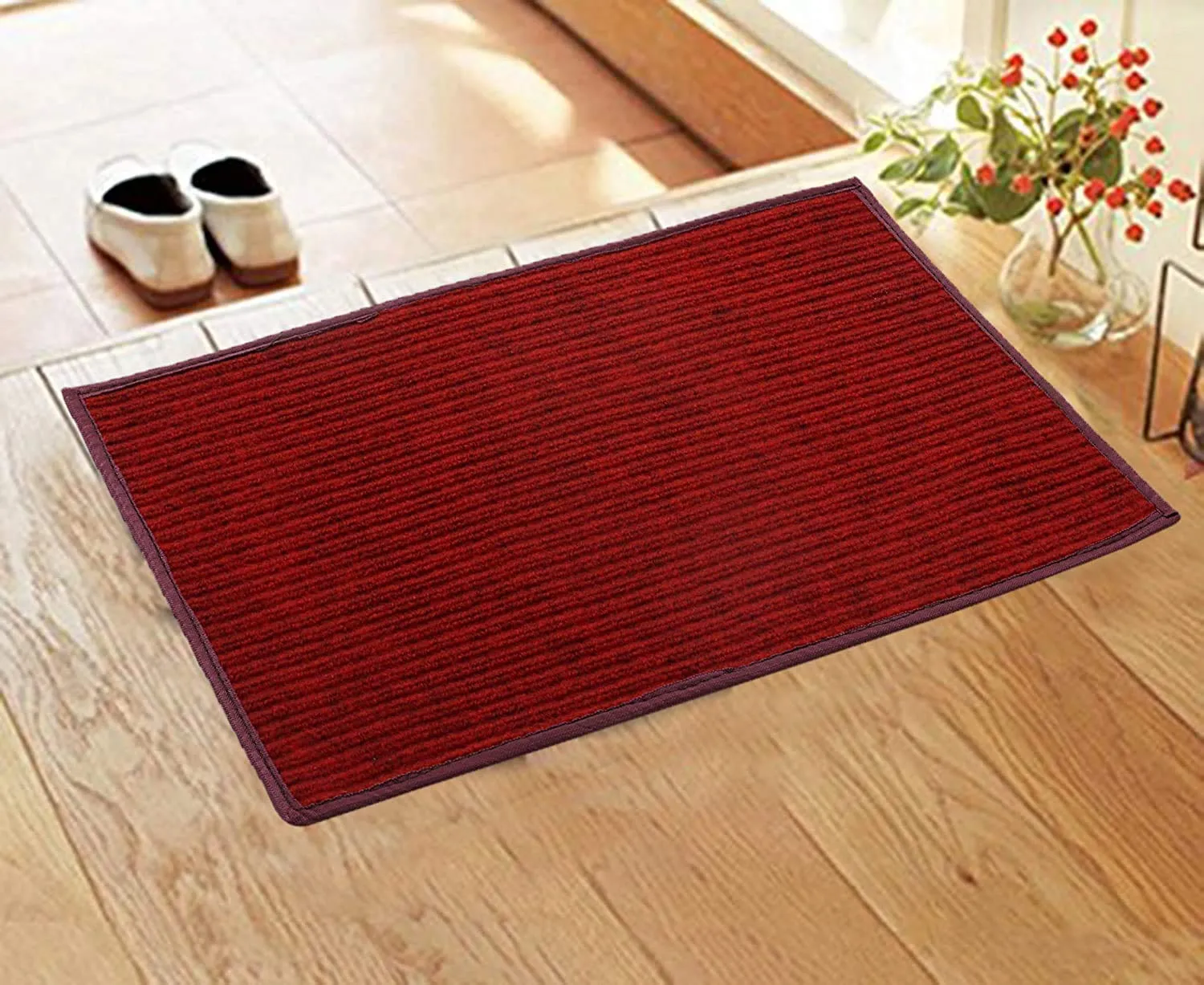 Kuber Industries Modern Door Mat (Maroon, Microfibre, Standard) (KUBMART02976)