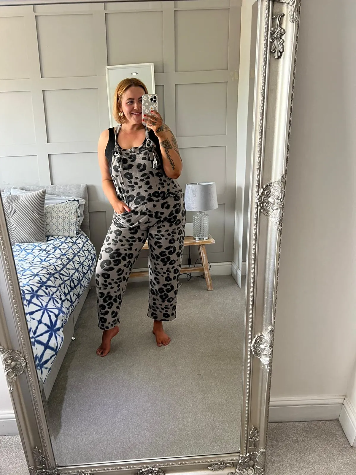 Mocha Leopard Print Dungarees