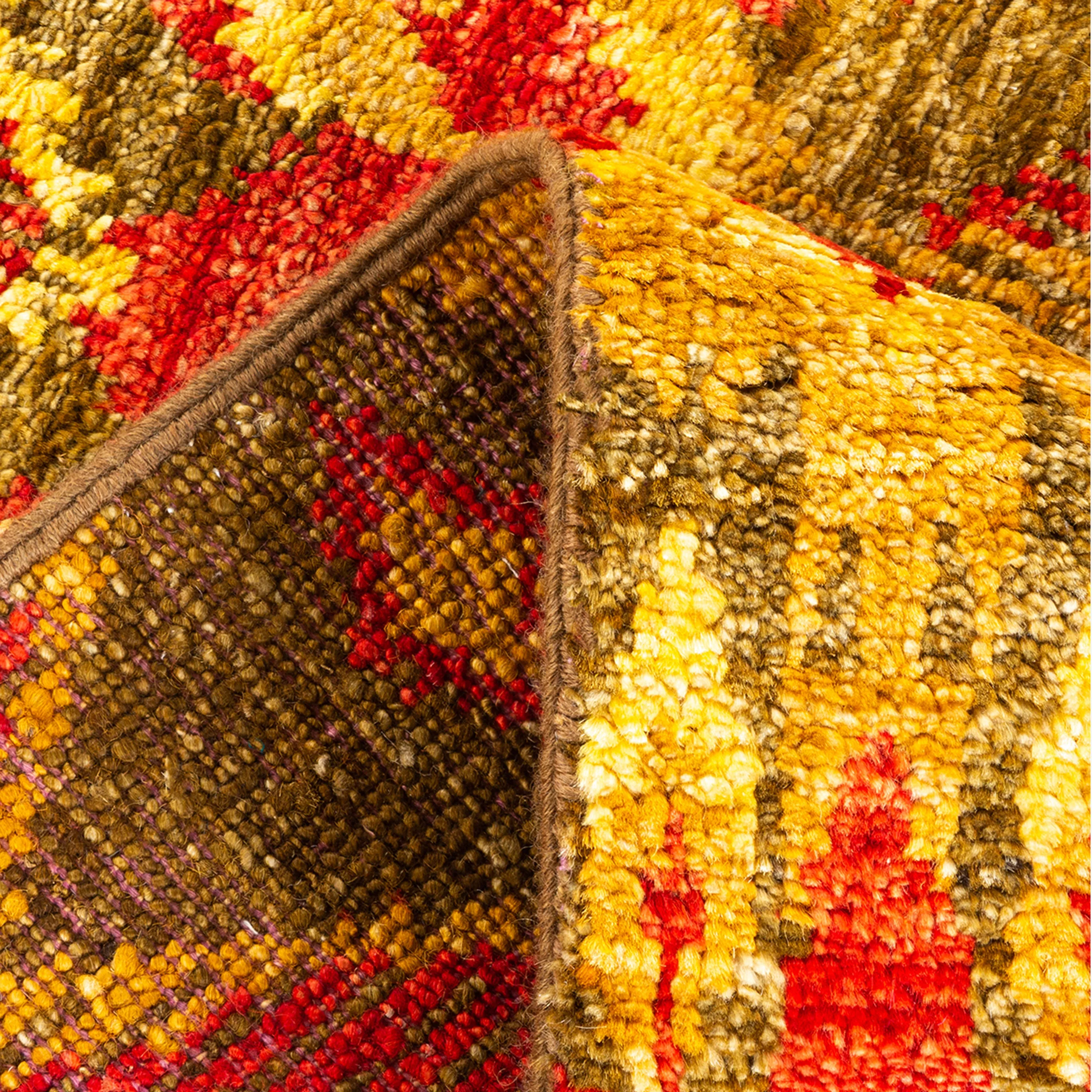 Orange Traditional Wool Runner - 2' 6" x 12' 4"