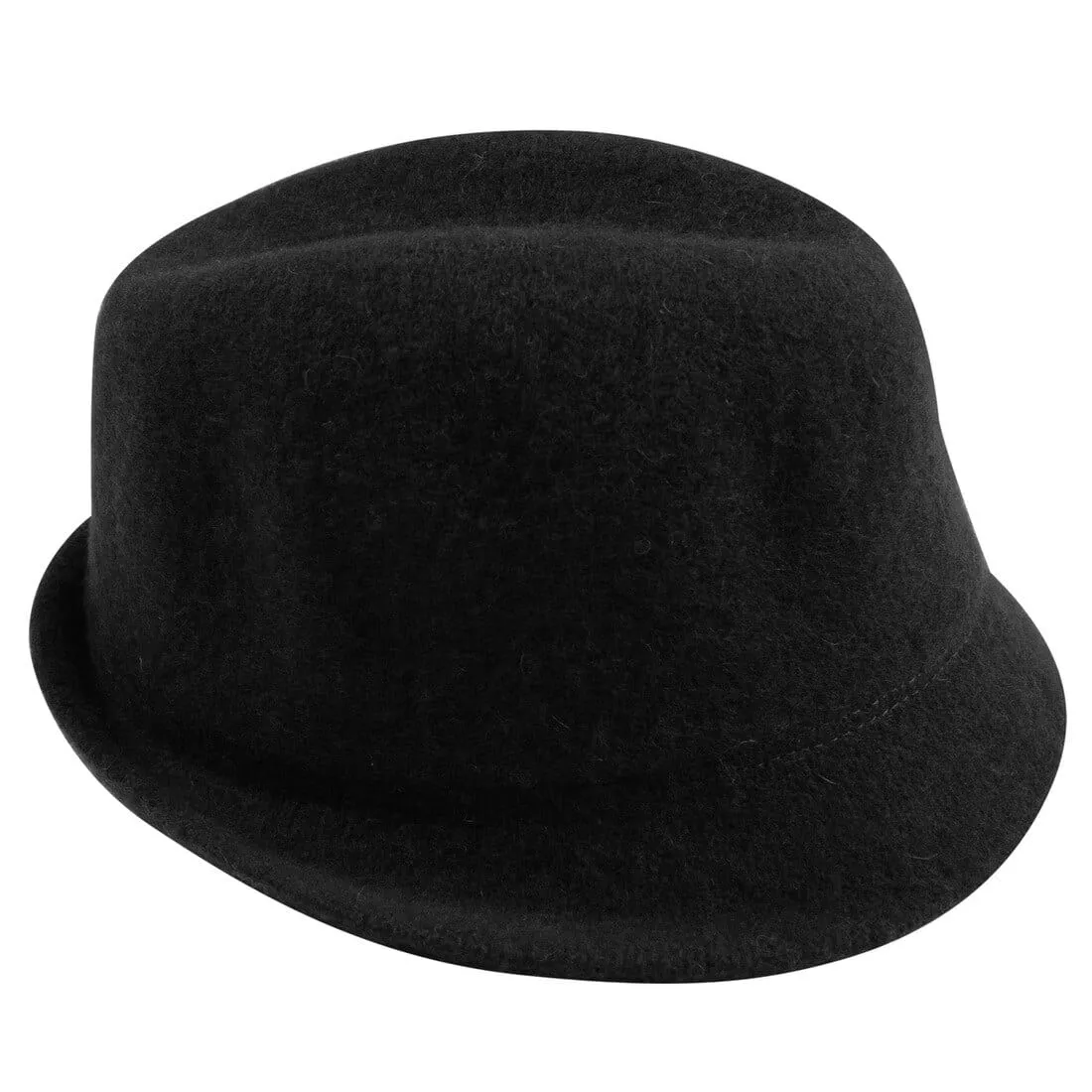 Womens Lana Wool Hat With Shaped Brim Black Or Blackberry