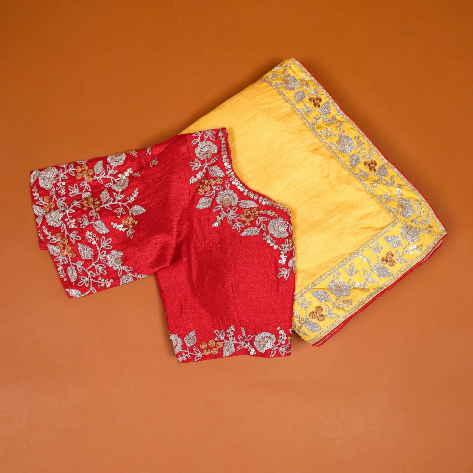 Yellow Color Vichitra Silk Saree